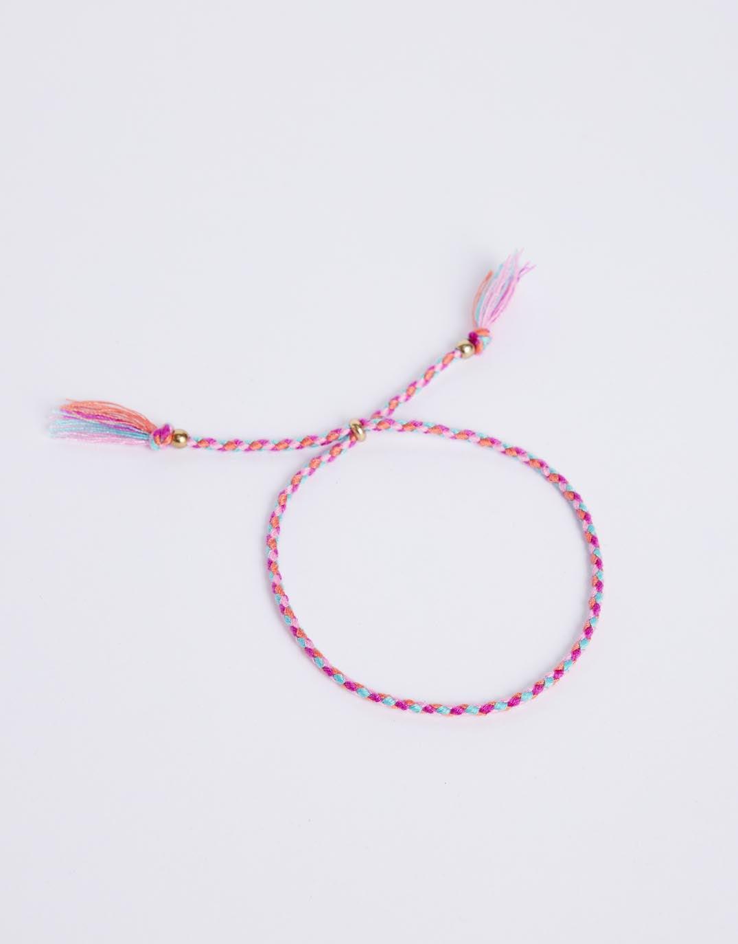 Thin Braided Bracelet - Pink