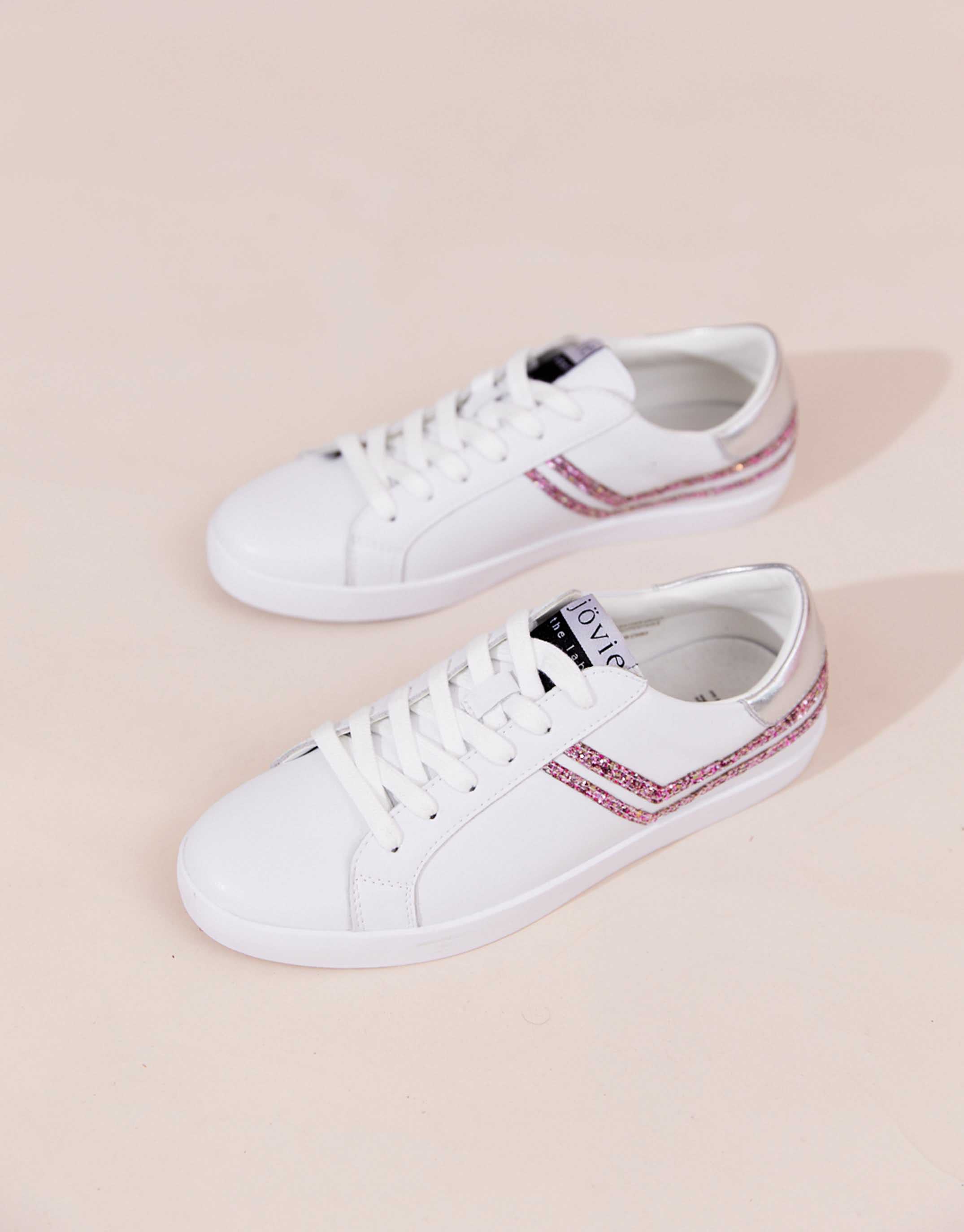 Millie Sneaker - Pink Glitter Stripes