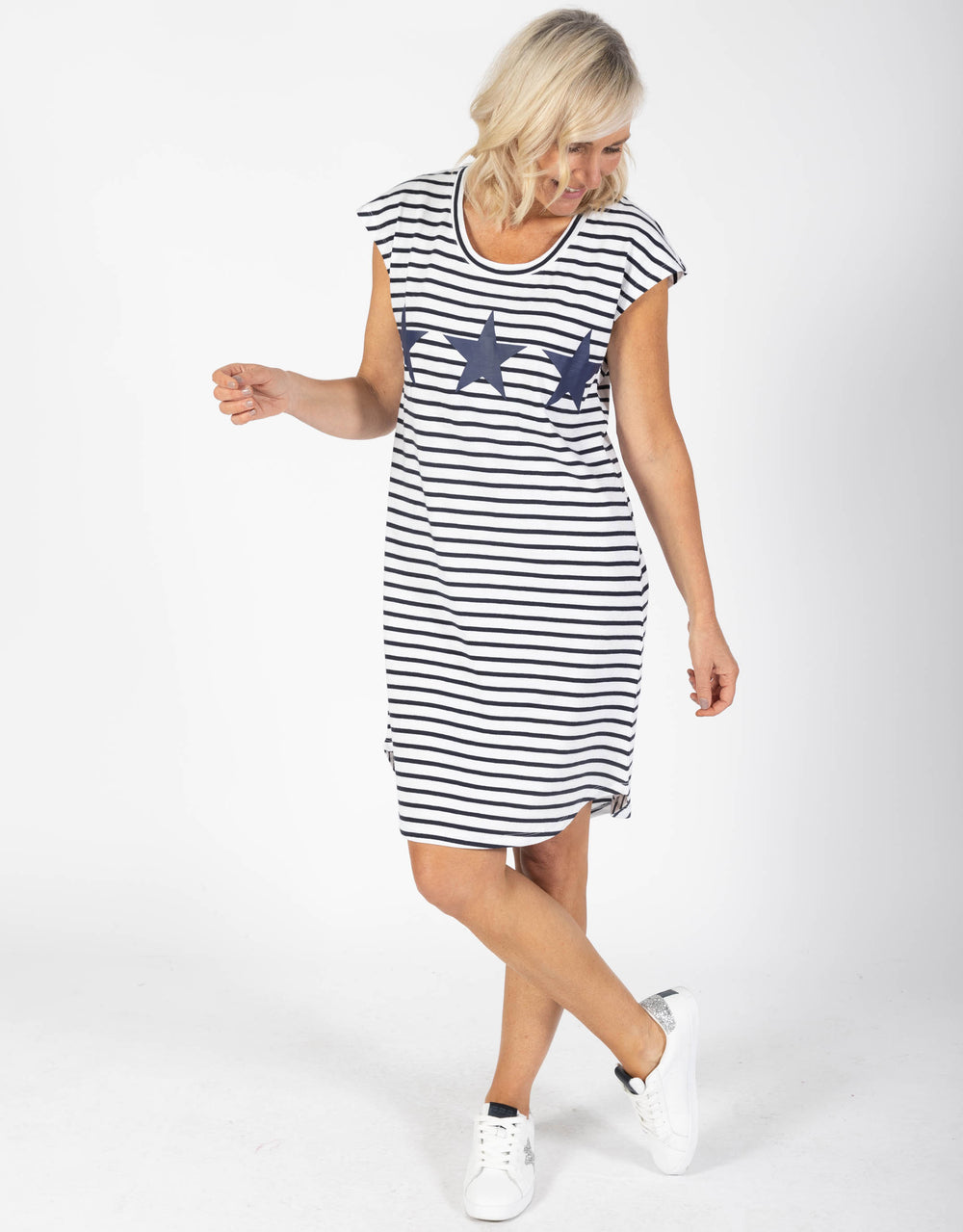 Beach Club Dress - Navy/White Stripe