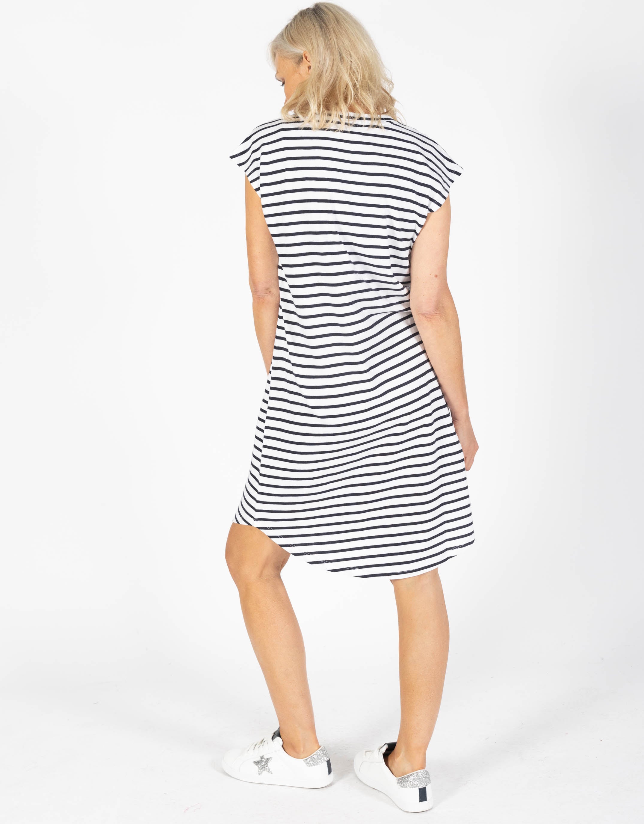 Beach Club Dress - Navy/White Stripe