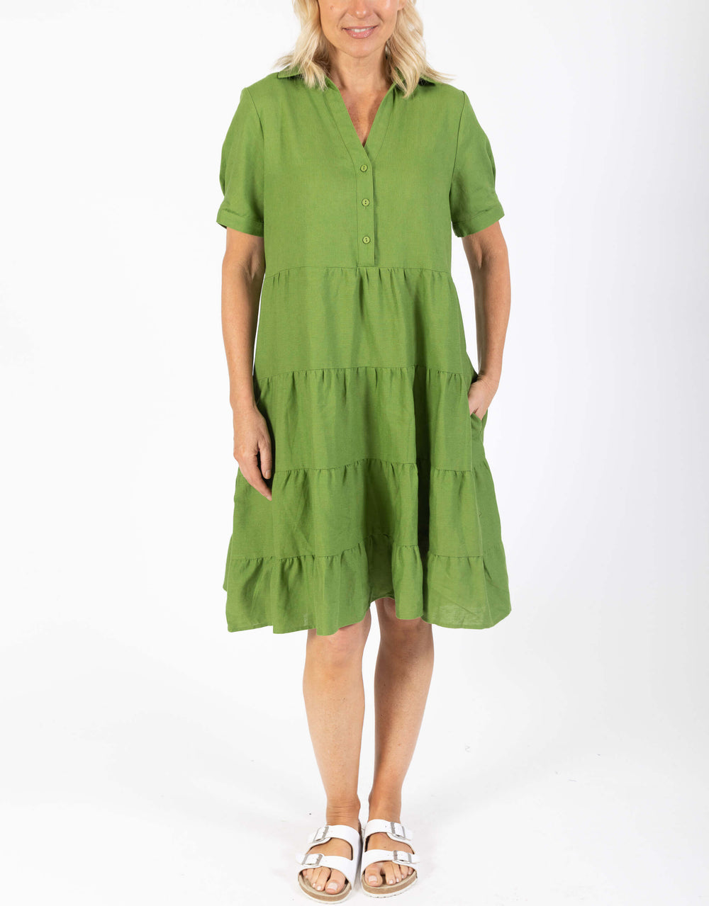 Milano Linen Dress - Lemongrass