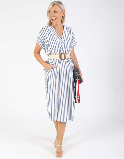 Roma Linen Dress - Blue Stripe