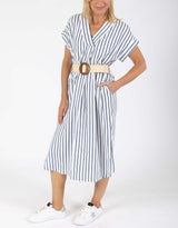 Roma Linen Dress - Blue Stripe