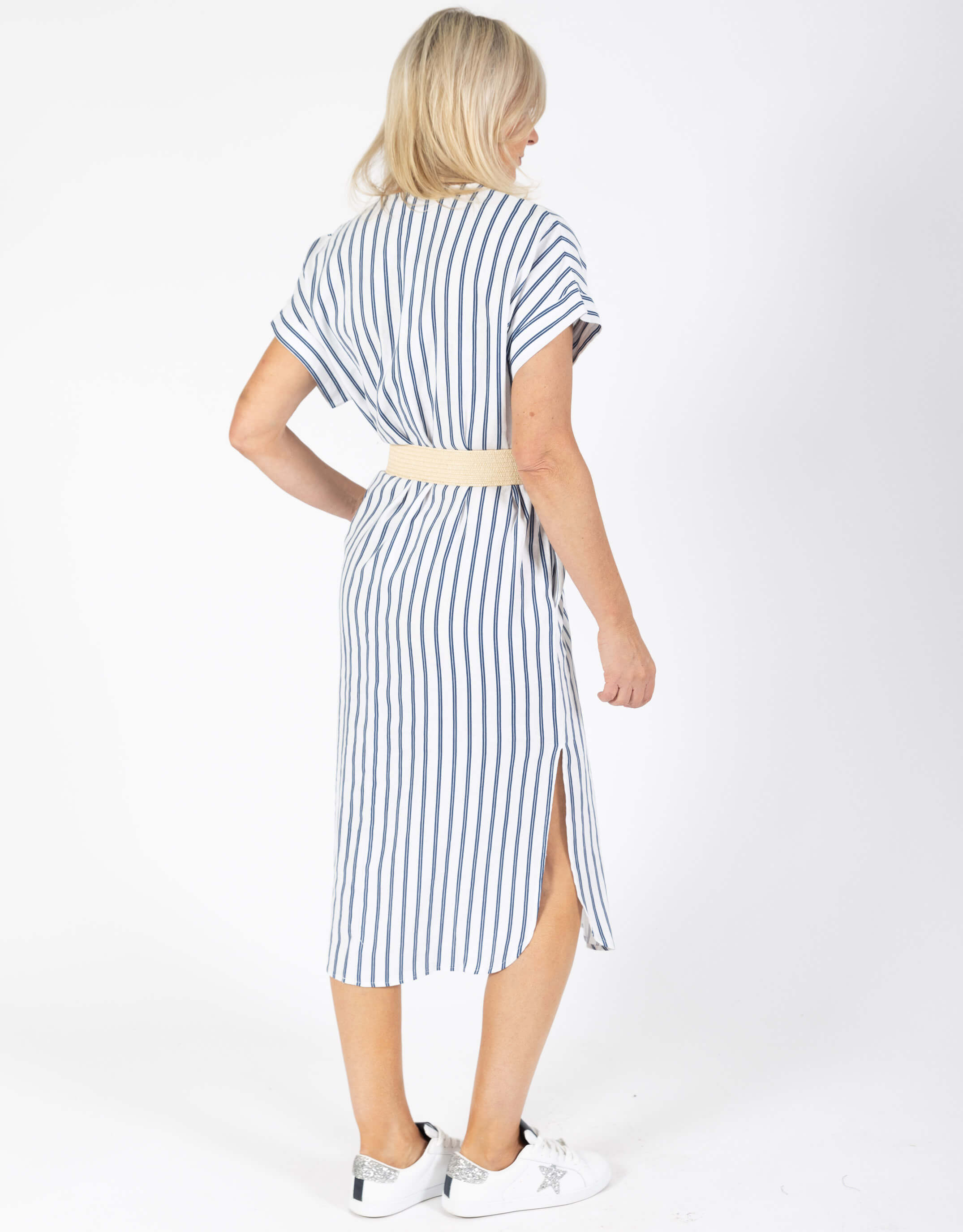 Roma Linen Dress - Blue Stripe