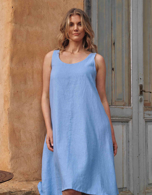 Sicily Linen Dress - Cornflower