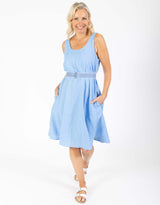 Sicily Linen Dress - Cornflower