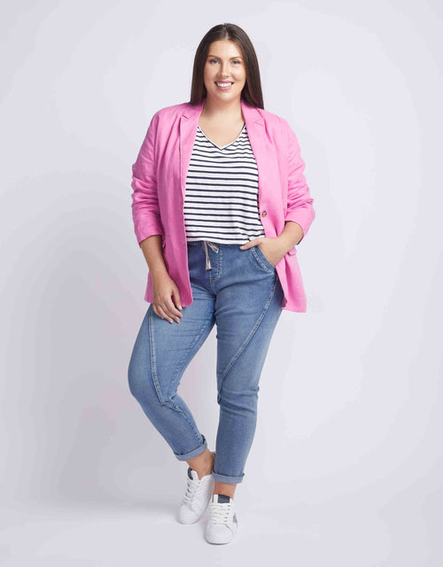 Plus Size Millie Linen Blazer - Super Pink