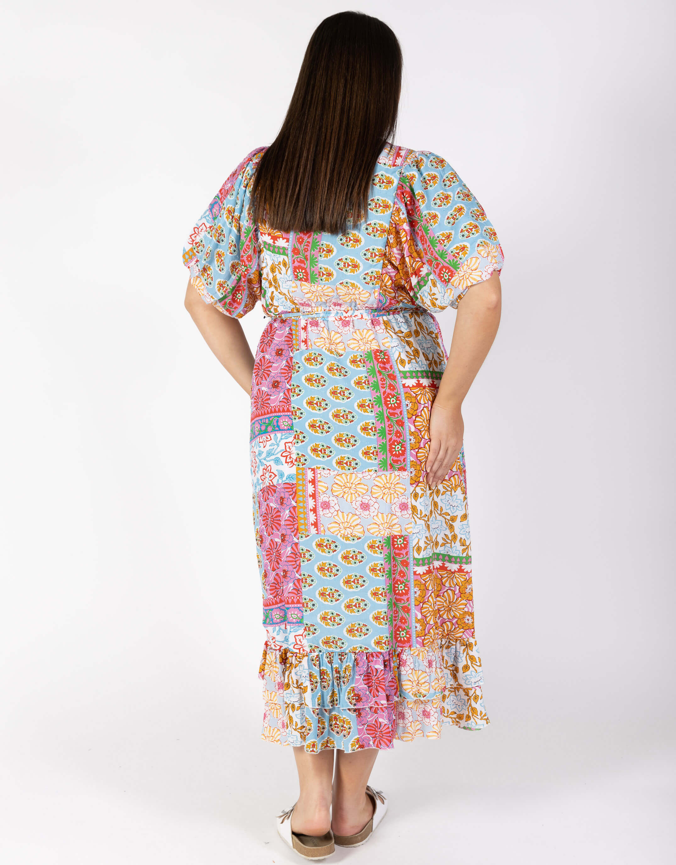 Plus Size Wonderwall Maxi Frill Dress - Patchwork