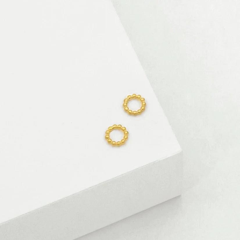 Beaded Circle Stud Earring - Gold