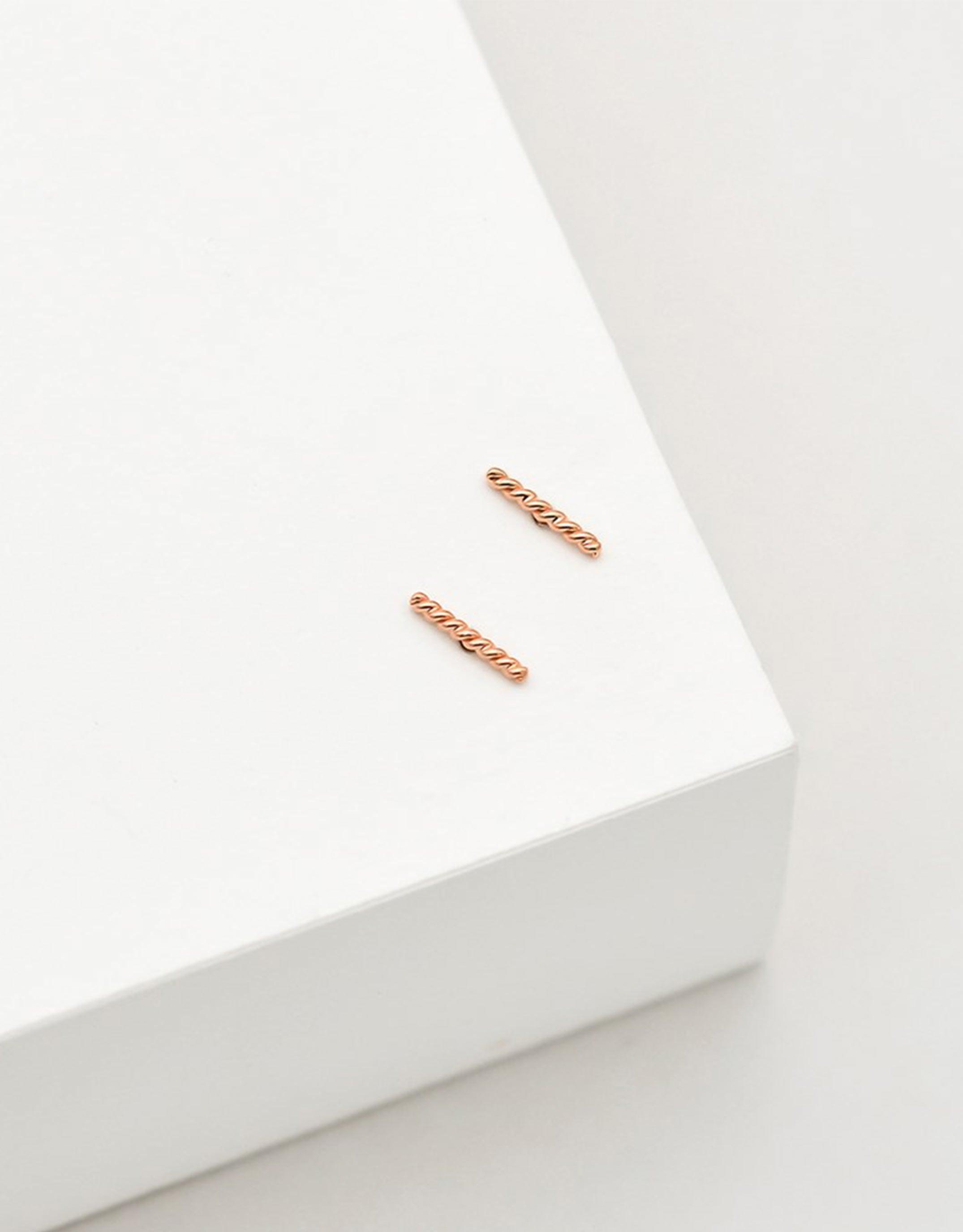 Rope Stud Earrings - Rose Gold