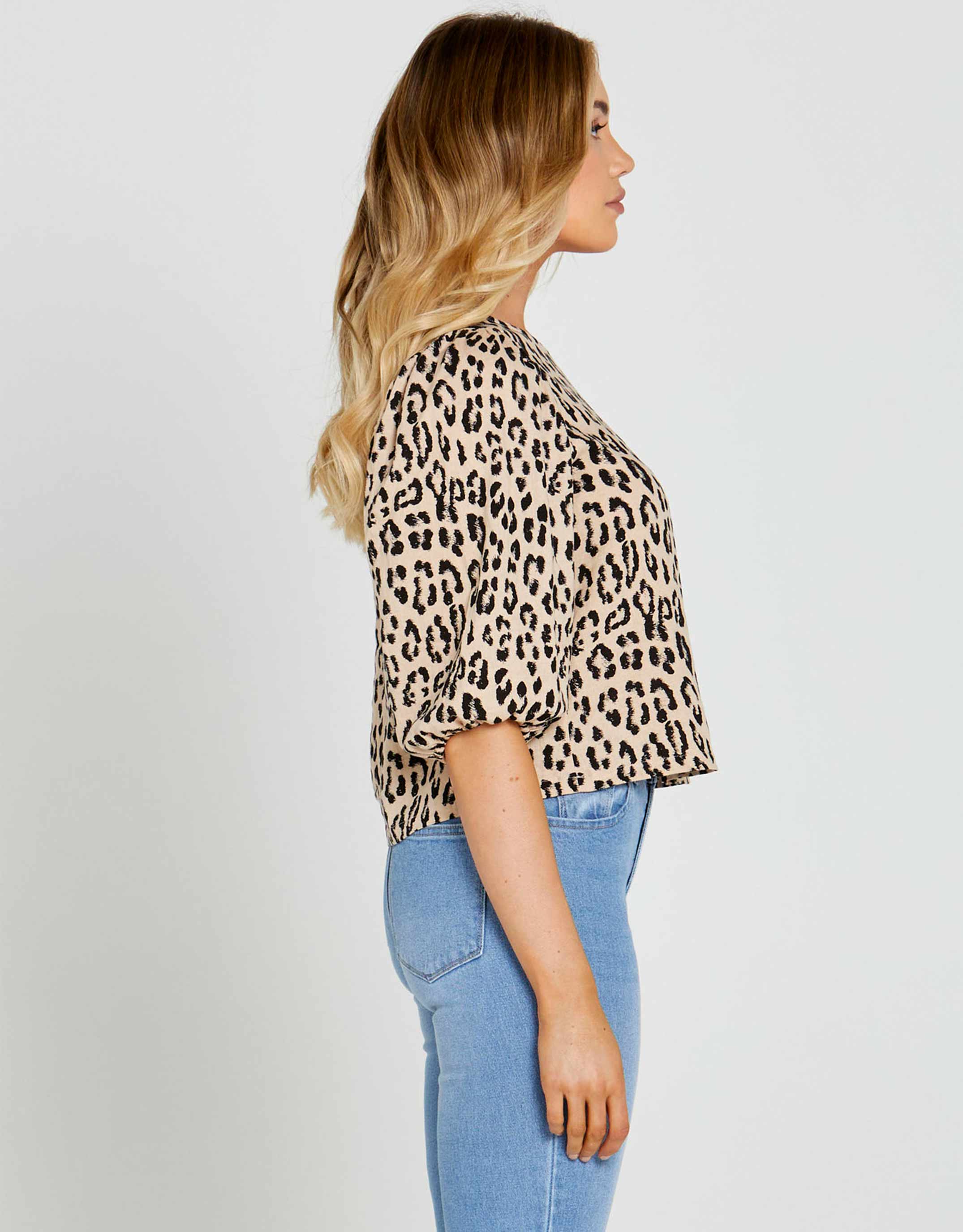 Emelia Balloon Sleeve Top - Animal