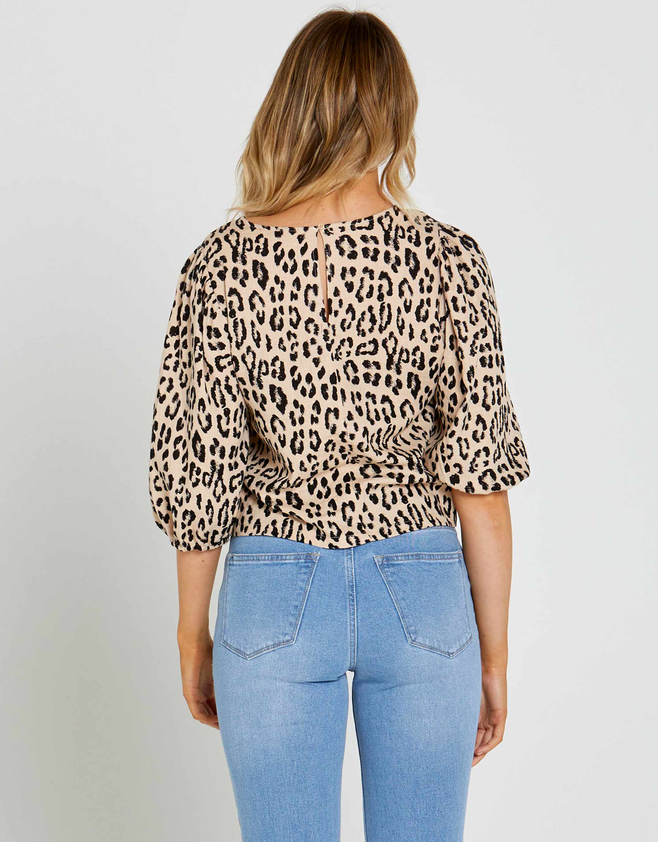 Emelia Balloon Sleeve Top - Animal