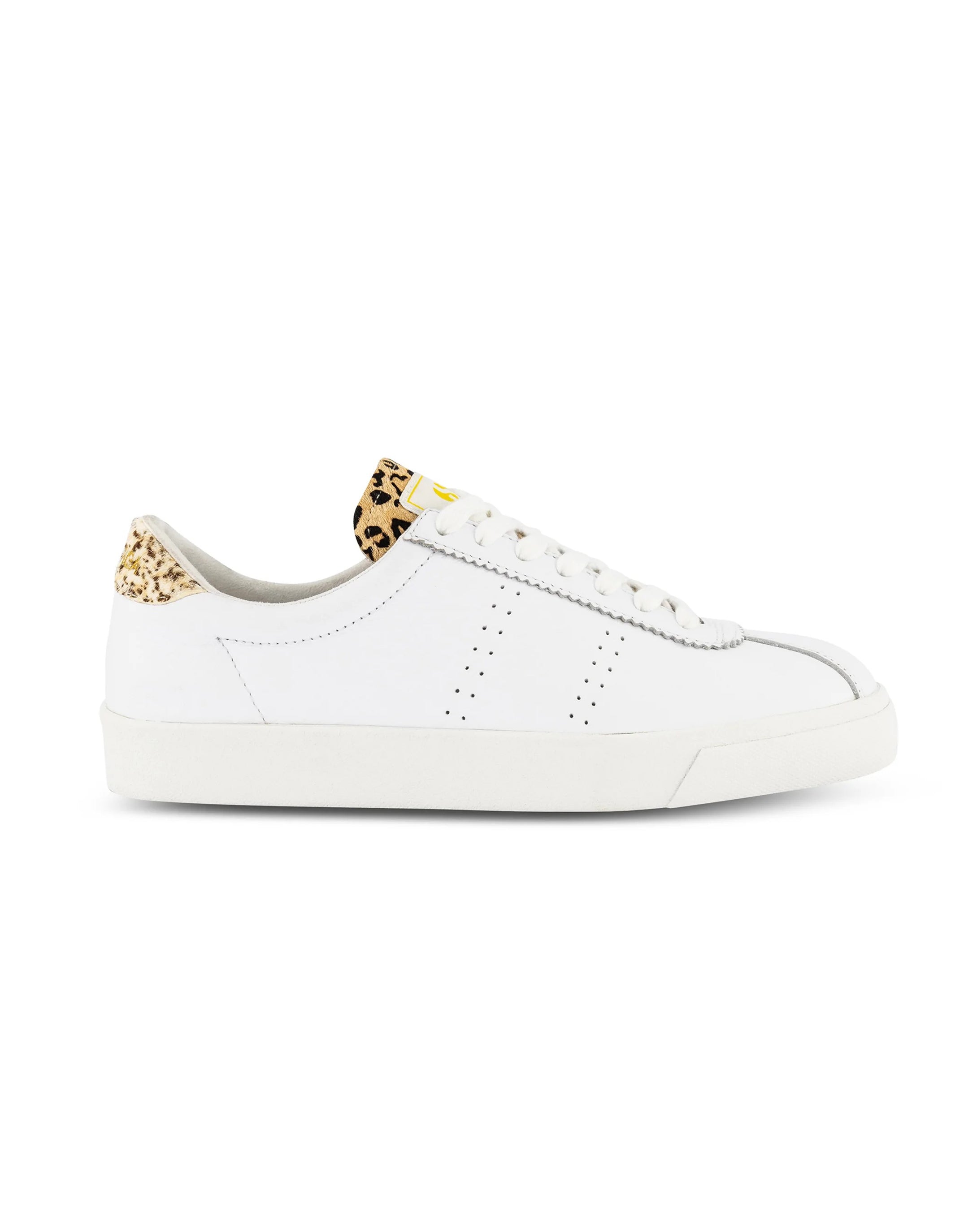 Superga Leather Sneakers | 2843 Club S Calfhair Details Sneaker - White/Spots Leopard