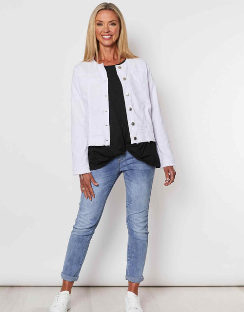 DENIM & CO. Comfy Denim Jacket with Collar Qvc White 2 XL RRP £48 £22.99 -  PicClick UK