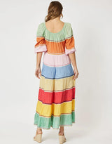 Colour Block Off The Shoulder Dress - Multi