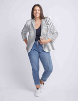 Gordon Smith Laura Stripe Blazer Navy - Plus Size Clothing - paulaglazebrook. Womenswear
