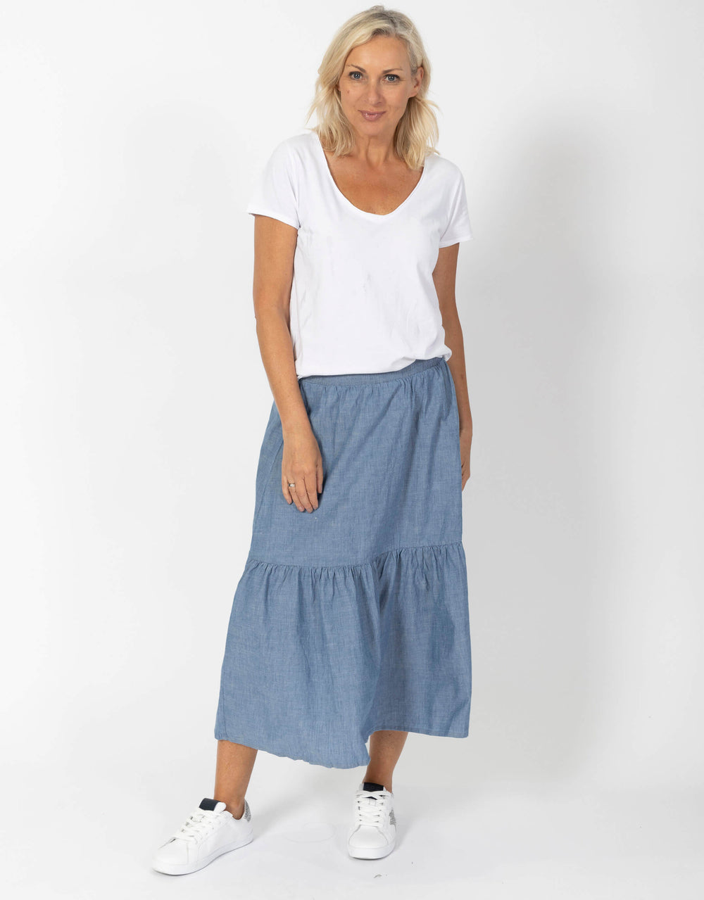 Paulina Long Skirt - Medium Blue Denim