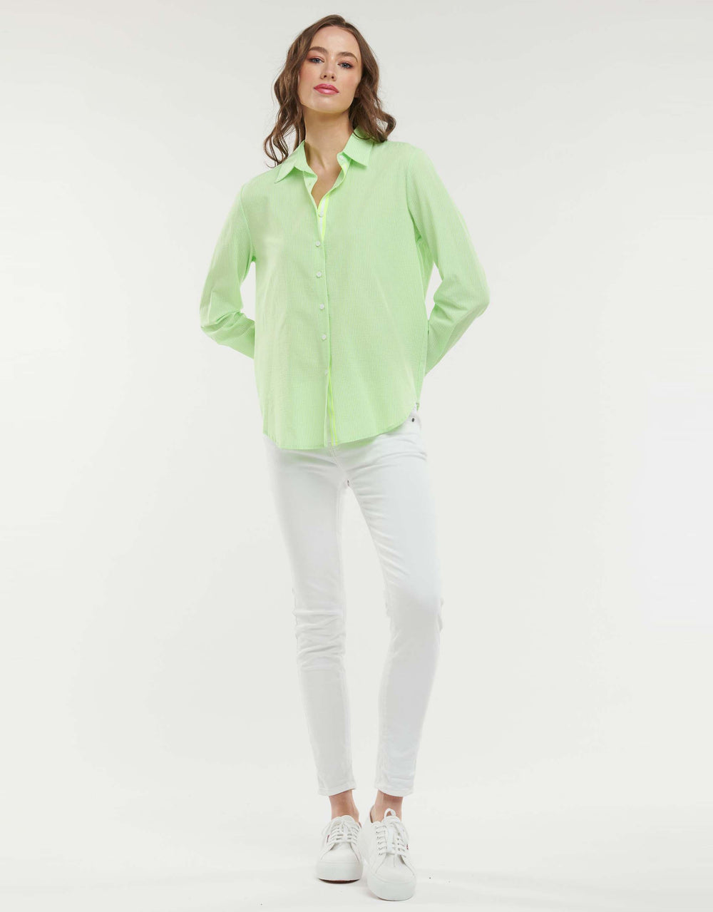 Stripe Seersucker Shirt - Lime