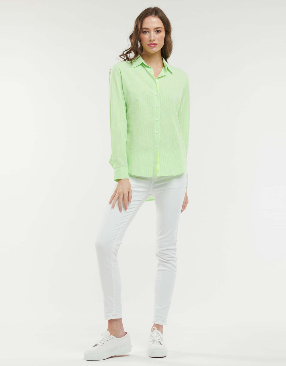 Stripe Seersucker Shirt - Lime