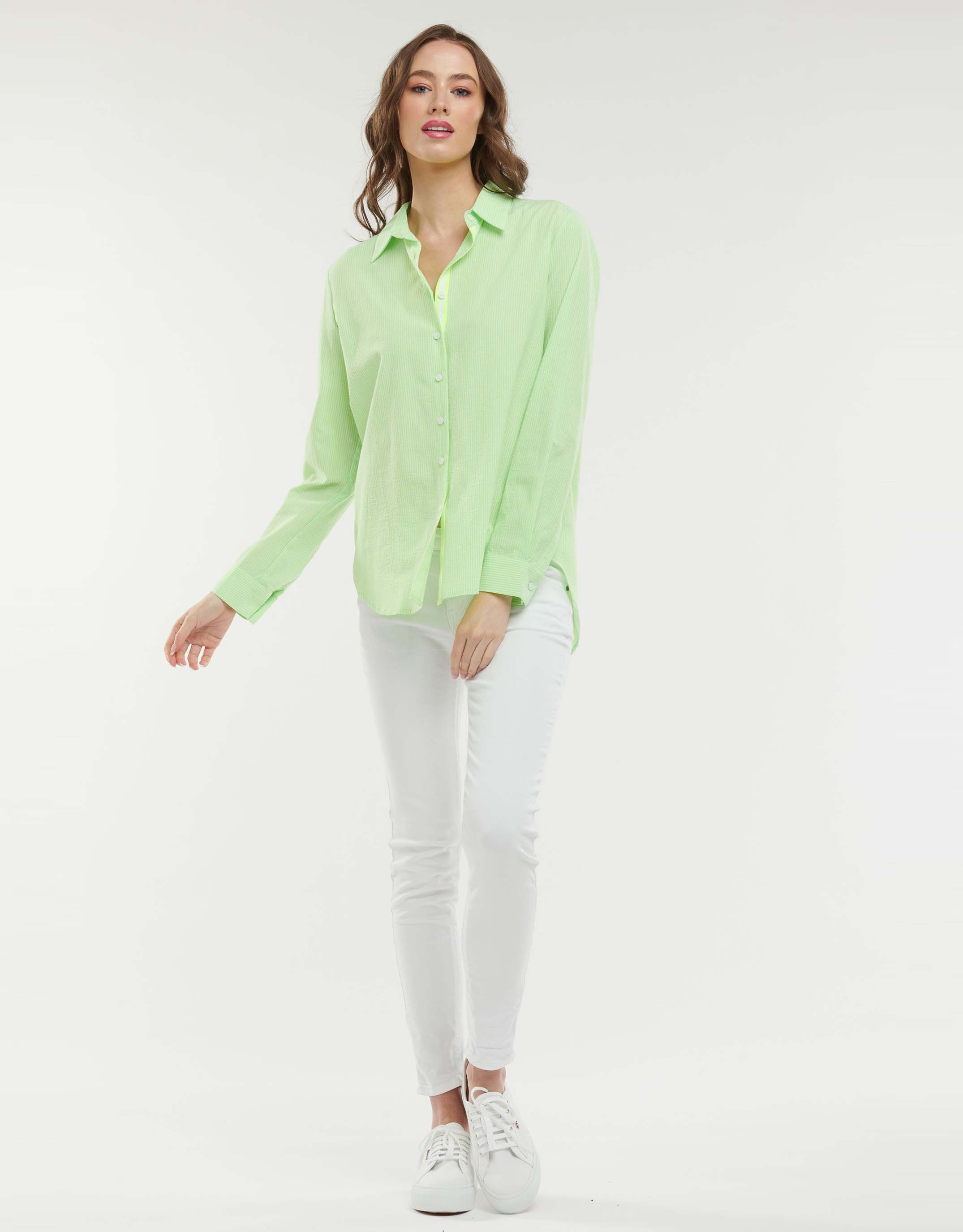 Stripe Seersucker Shirt - Lime