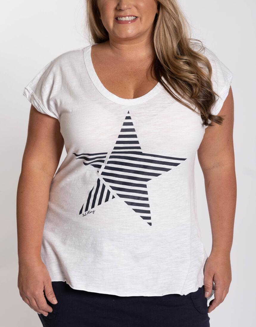 Plus Size Lined Star Tee - White - White & Co Living