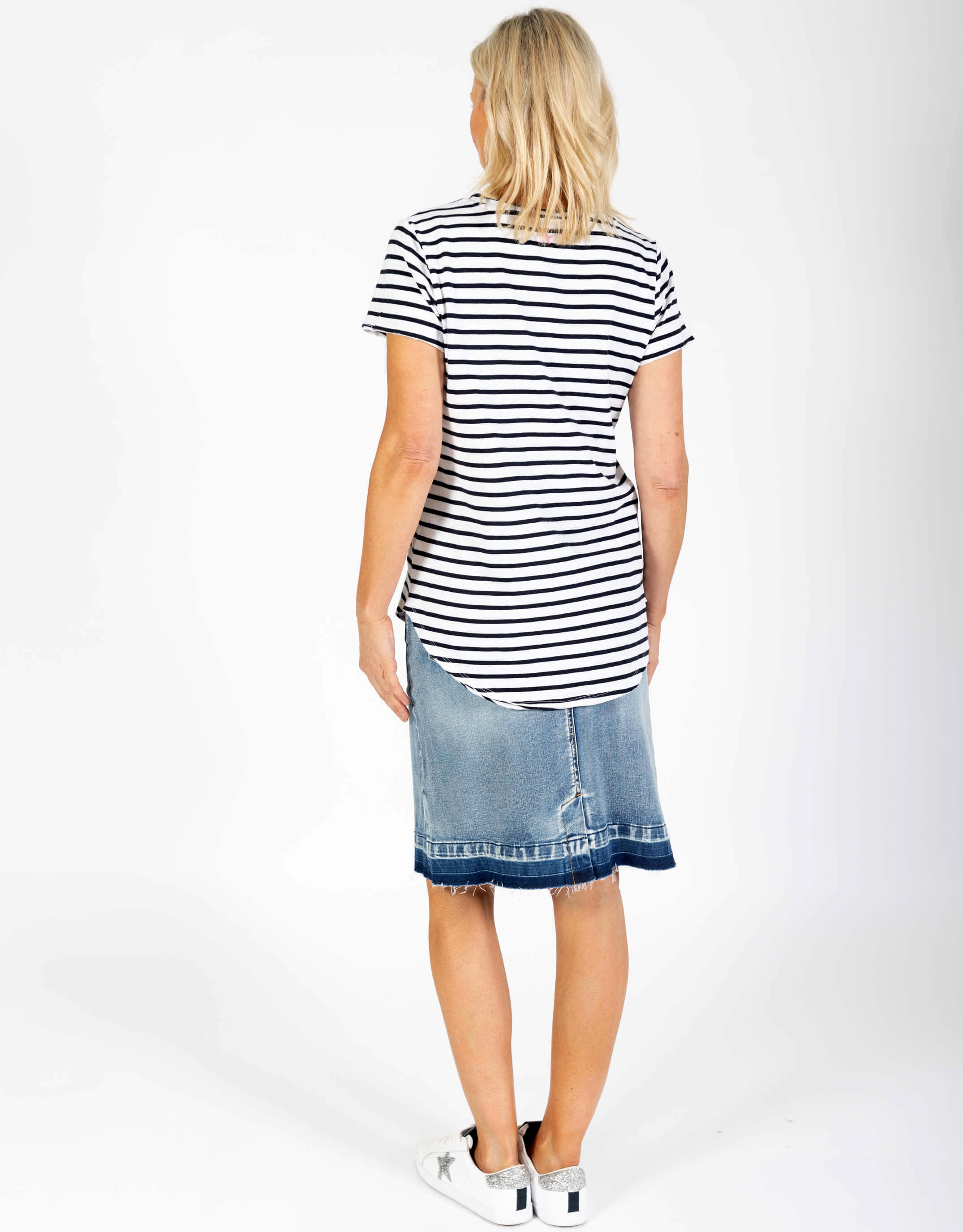 Vacay T-Shirt - Navy/White Stripe