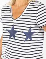 Vacay T-Shirt - Navy/White Stripe