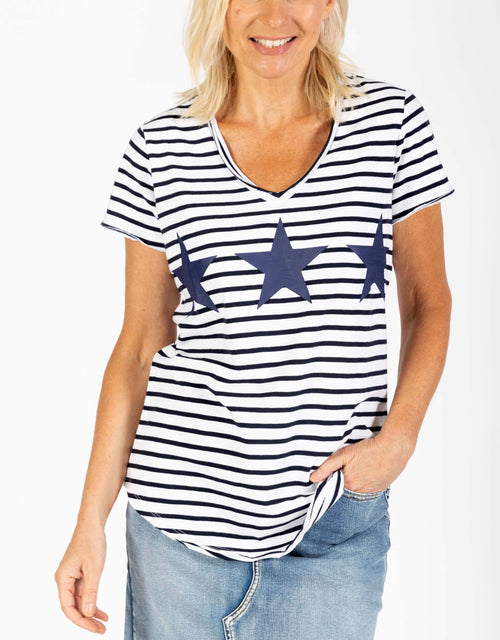 Vacay T-Shirt - Navy/White Stripe