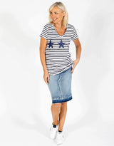 Vacay T-Shirt - Navy/White Stripe