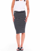 Alicia Midi Skirt - Black/White Stripe