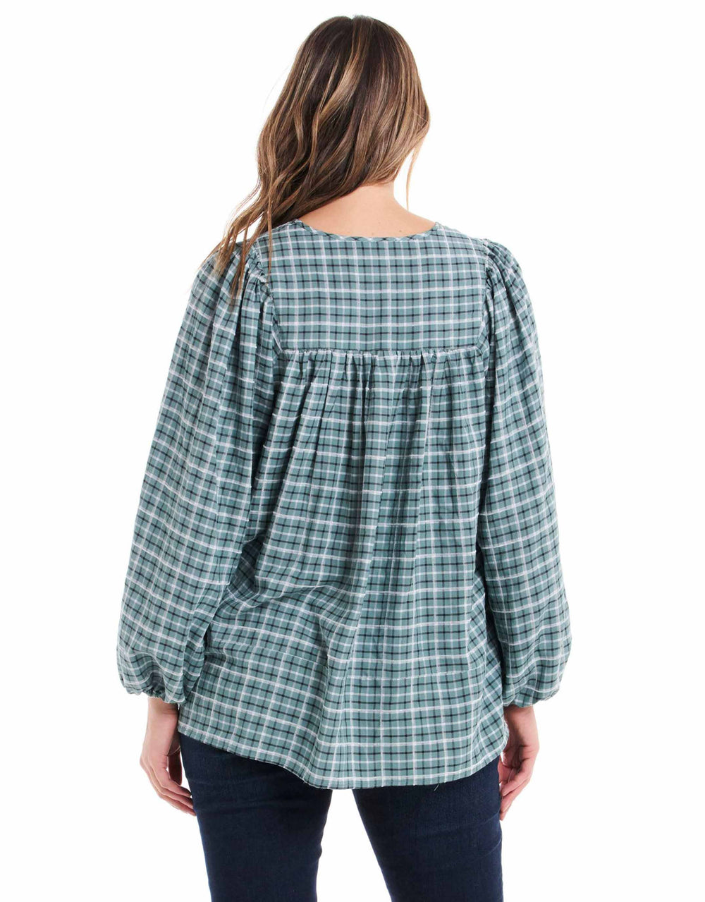 betty-basics-cameron-blouse-green-gingham-womens-clothing