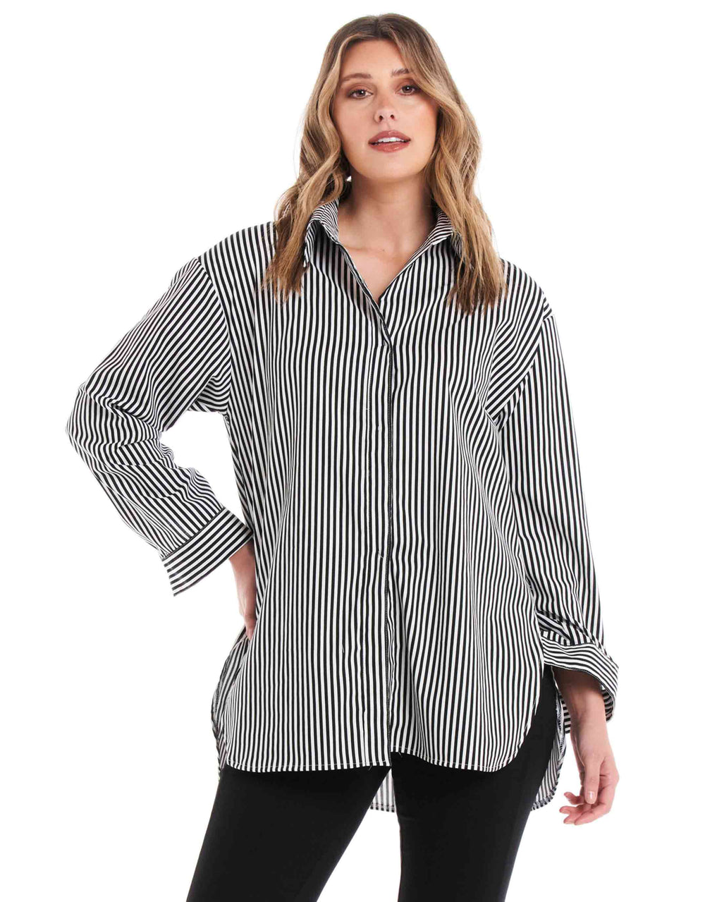 betty-basics-cleo-shirt-black-thick-stripe-womens-clothing