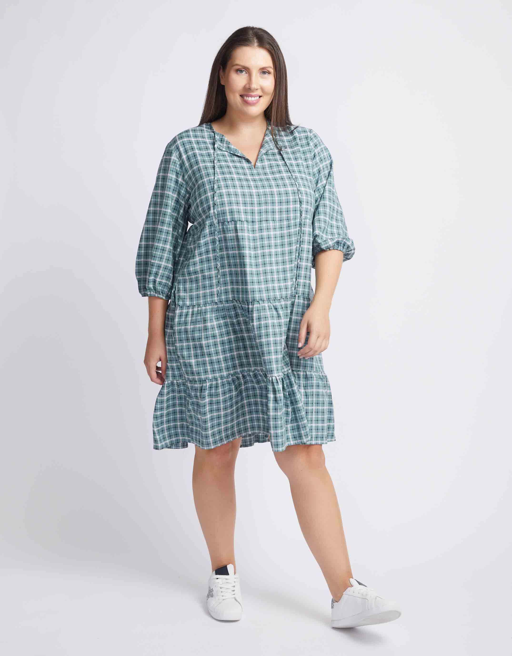 betty-basics-plus-size-odette-dress-green-gingham-womens-plus-size-clothing