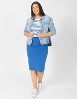 Betty Basics | Plus Size Alicia Midi Skirt - Deep Blue | Skirts Australia | Plus Size Clothing