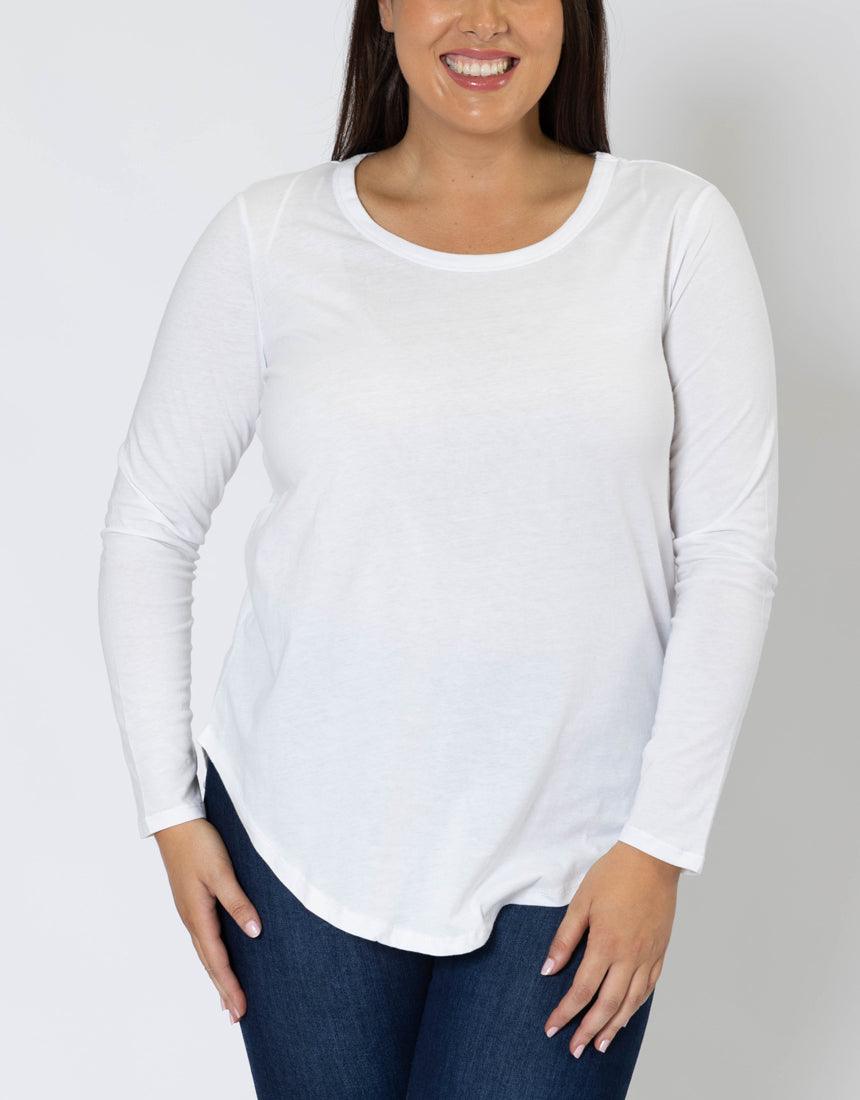Plus Size Megan Long Sleeve Top - White - paulaglazebrook