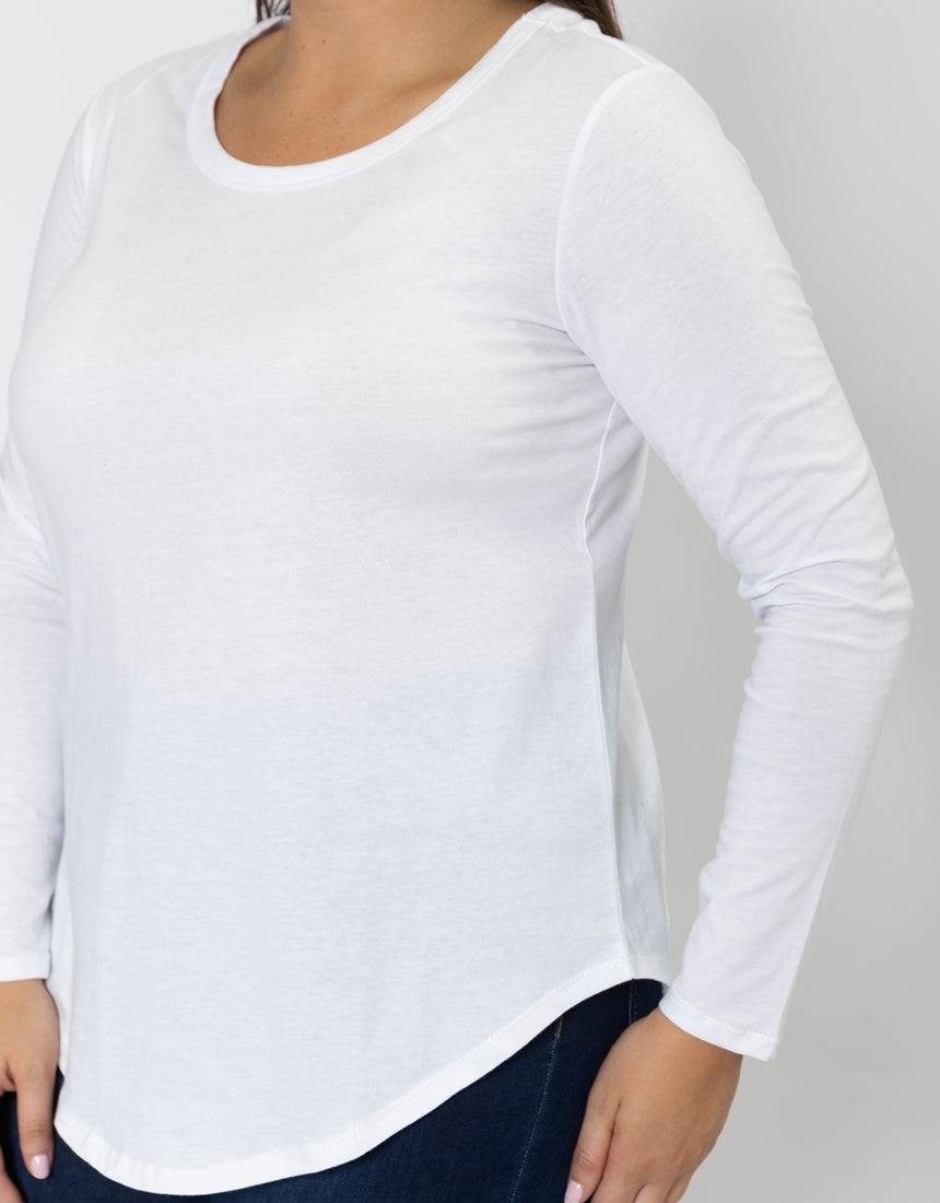 Plus Size Megan Long Sleeve Top - White - paulaglazebrook