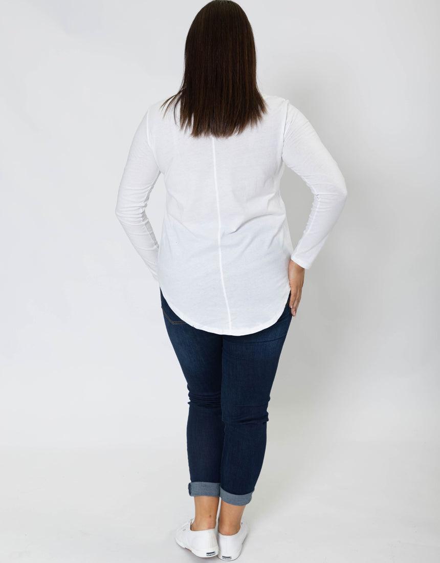 Plus Size Megan Long Sleeve Top - White - paulaglazebrook