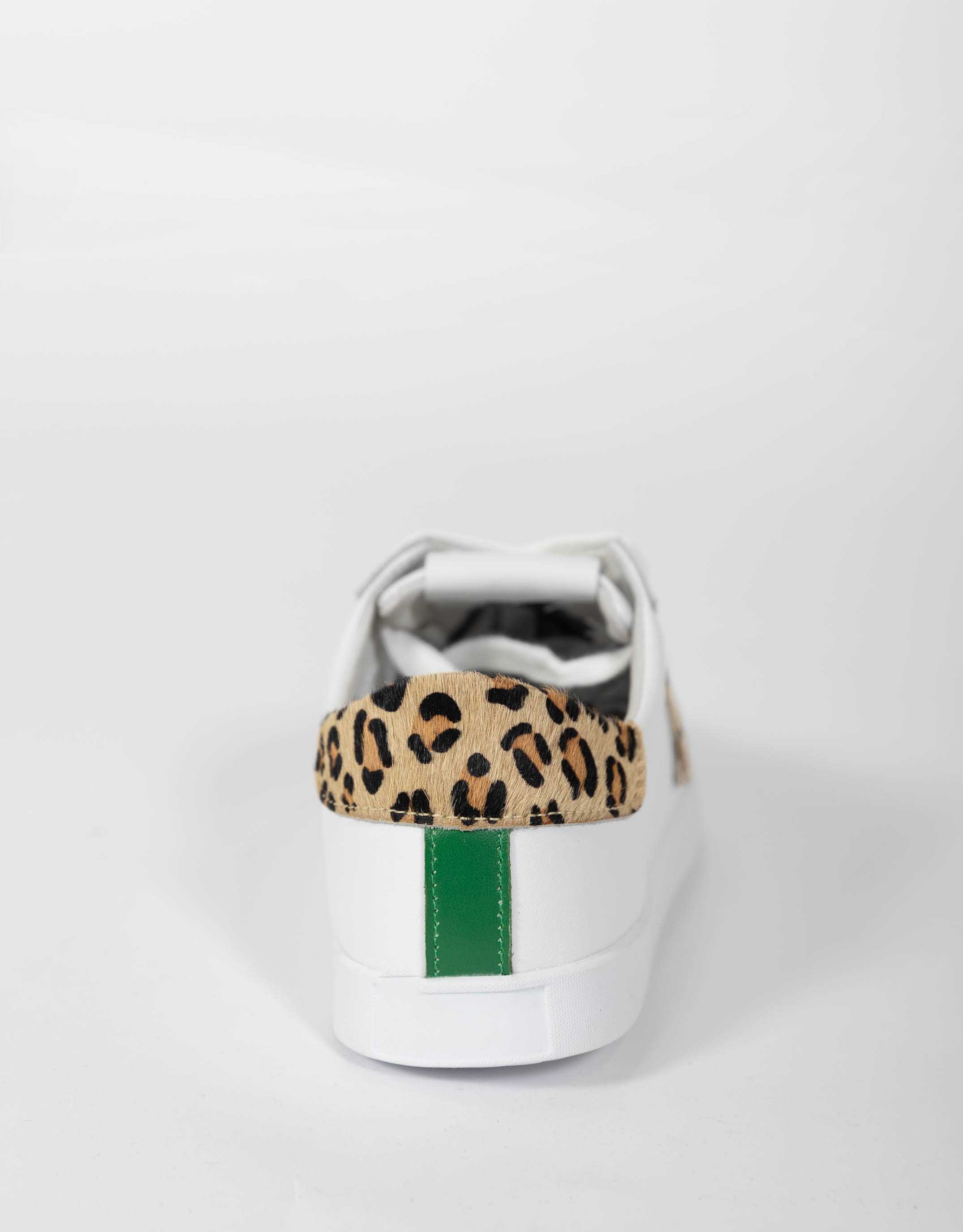 paulaglazebrook. Women's Clothing Brooklyn Leather Sneakers White/Leopard/Emerald Women's Accessories
