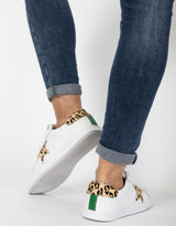 Brooklyn Leather Sneakers - White/Leopard/Emerald