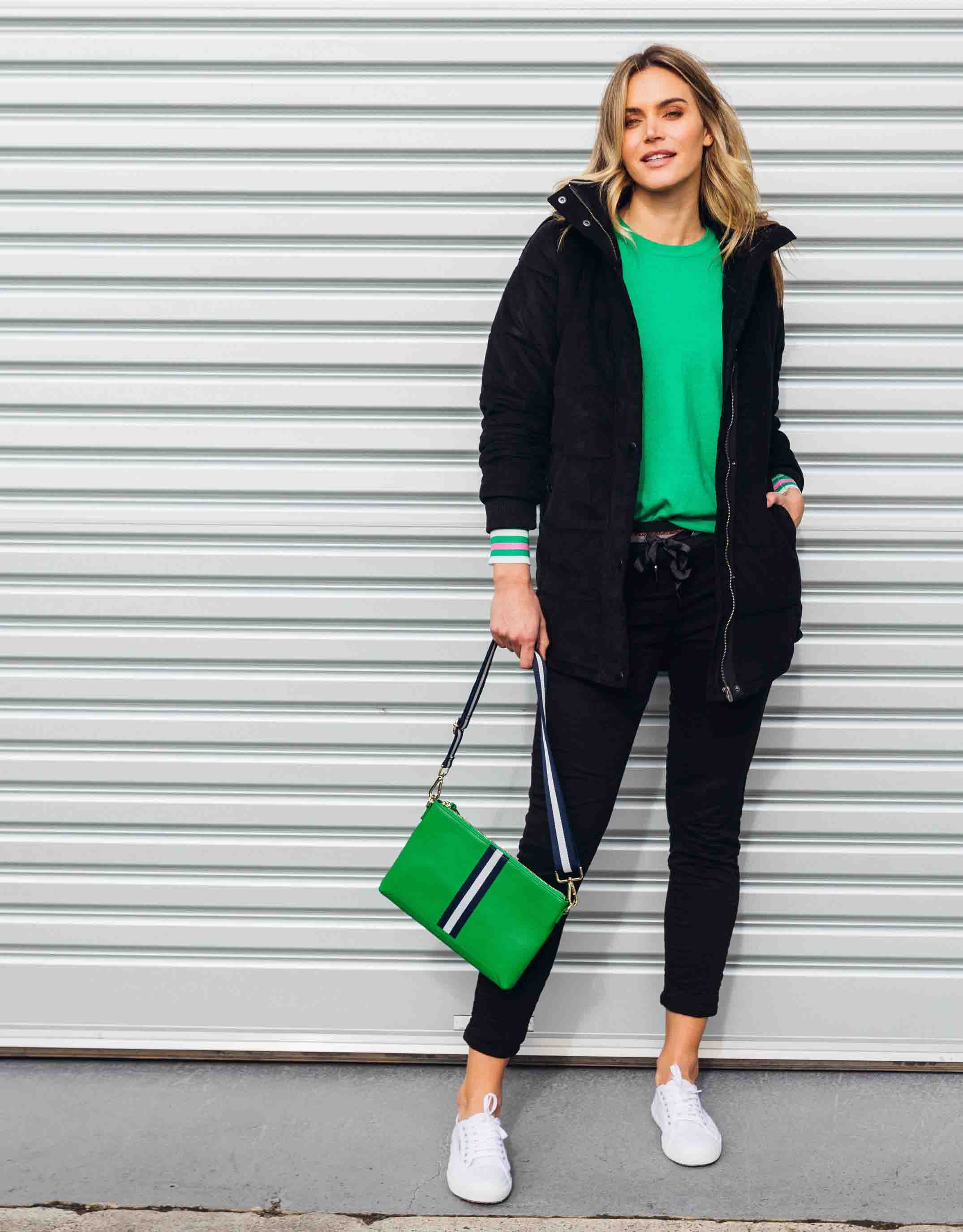 Caitlyn Bag - Emerald/Stripe