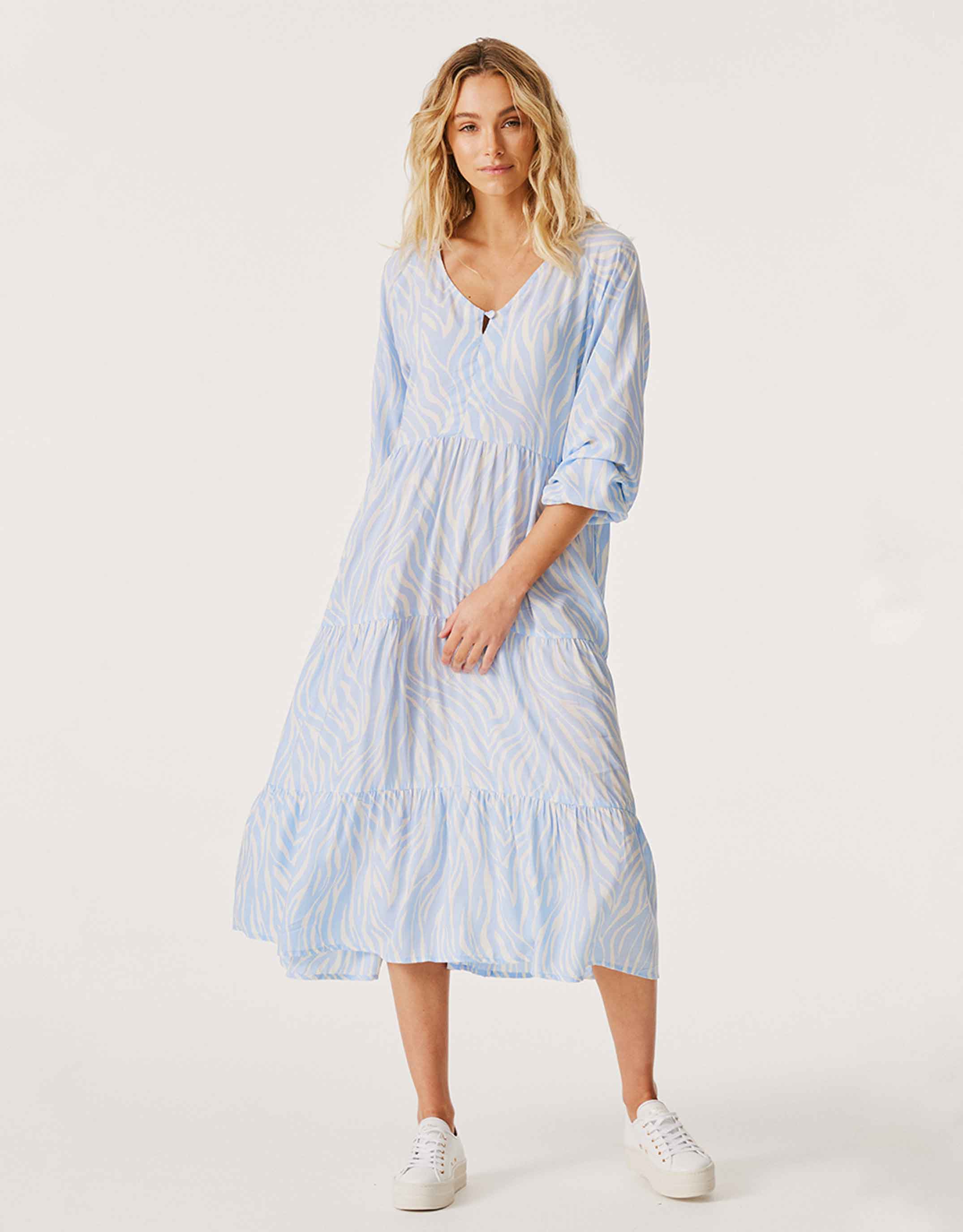 Cali Midi Dress - Ice Blue Zebra