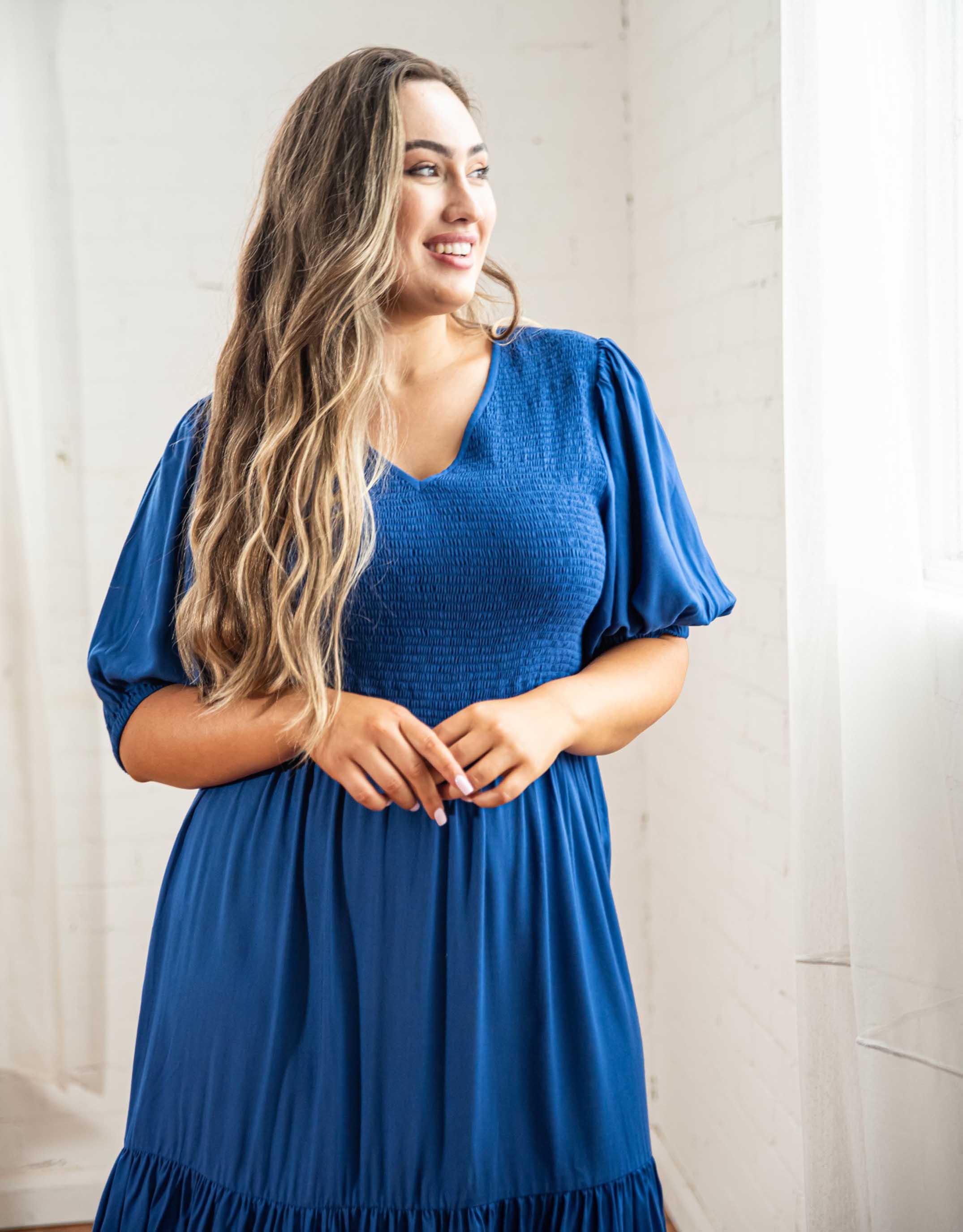 Dani Marie the Label Plus Size Mia Blouse Sleeve Dress - Cobalt | Plus Size Dress | Plus Size Clothing