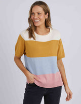 Bronte Colour Block Knit - Mustard/Sky/Quartz Stripe