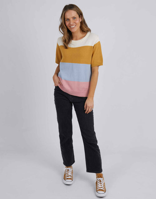 Bronte Colour Block Knit - Mustard/Sky/Quartz Stripe