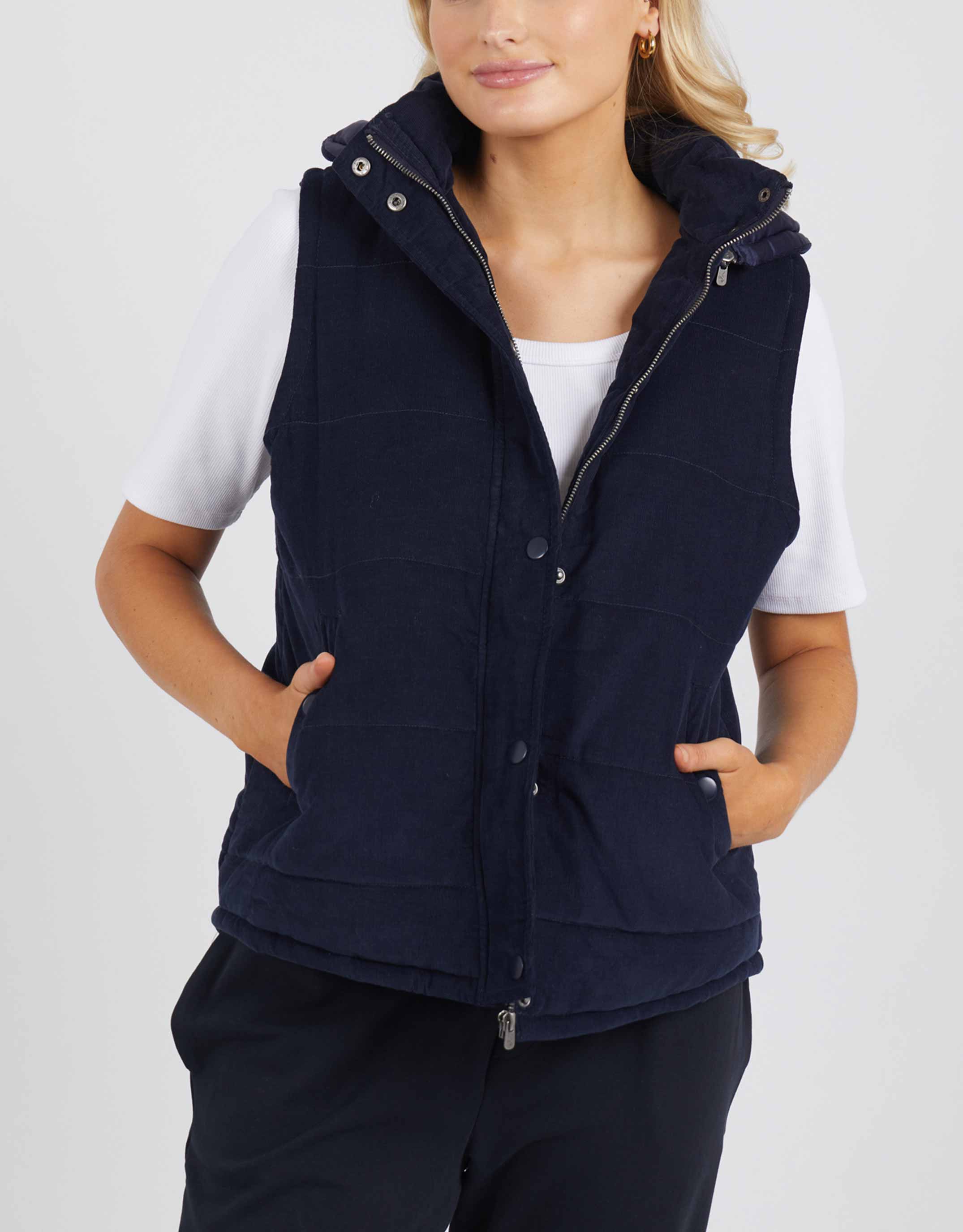 Cord Puffer Vest - Dark Sapphire