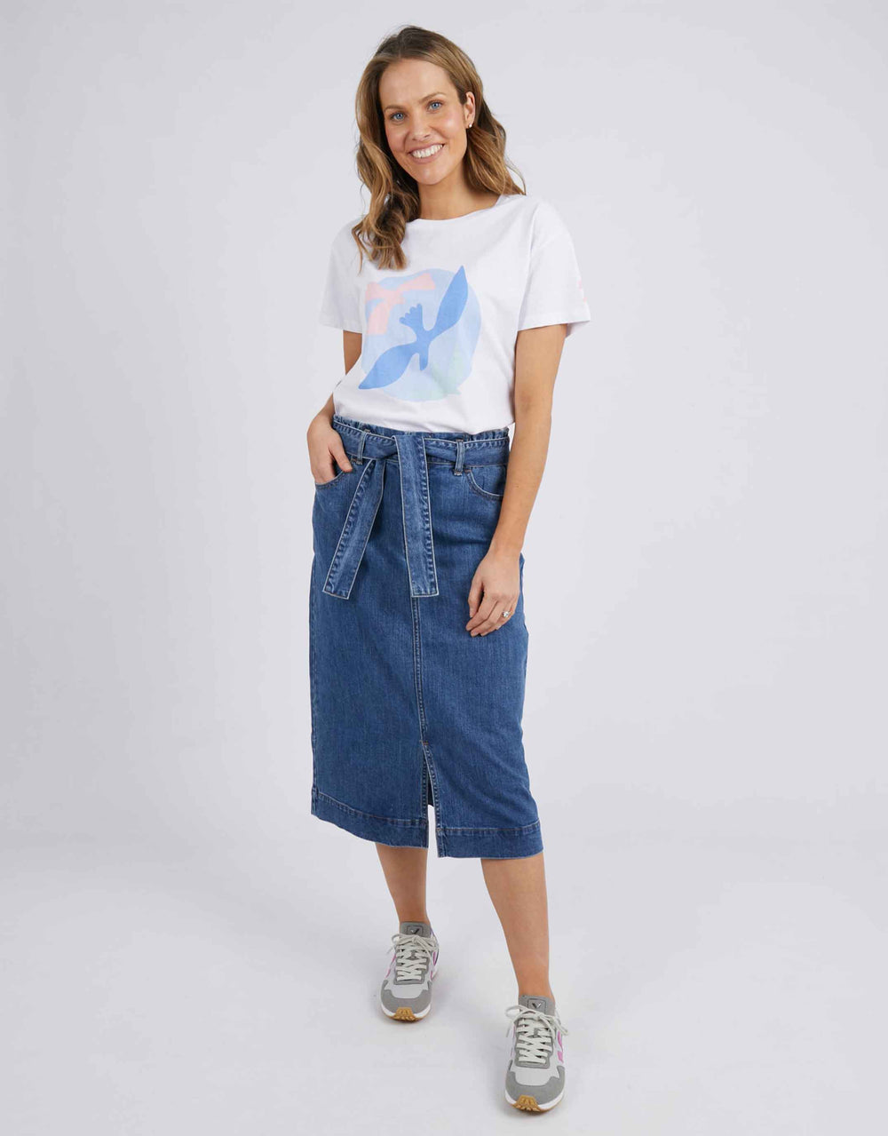 Plus Size Emily Denim Skirt - Mid Blue Wash