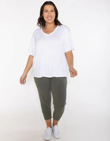 Plus Size 3/4 Brunch Pants - Khaki Elm Embrace | Plus Size Clothing
