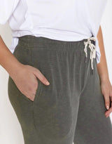 Plus Size 3/4 Brunch Pants - Khaki Elm Embrace | Plus Size Clothing