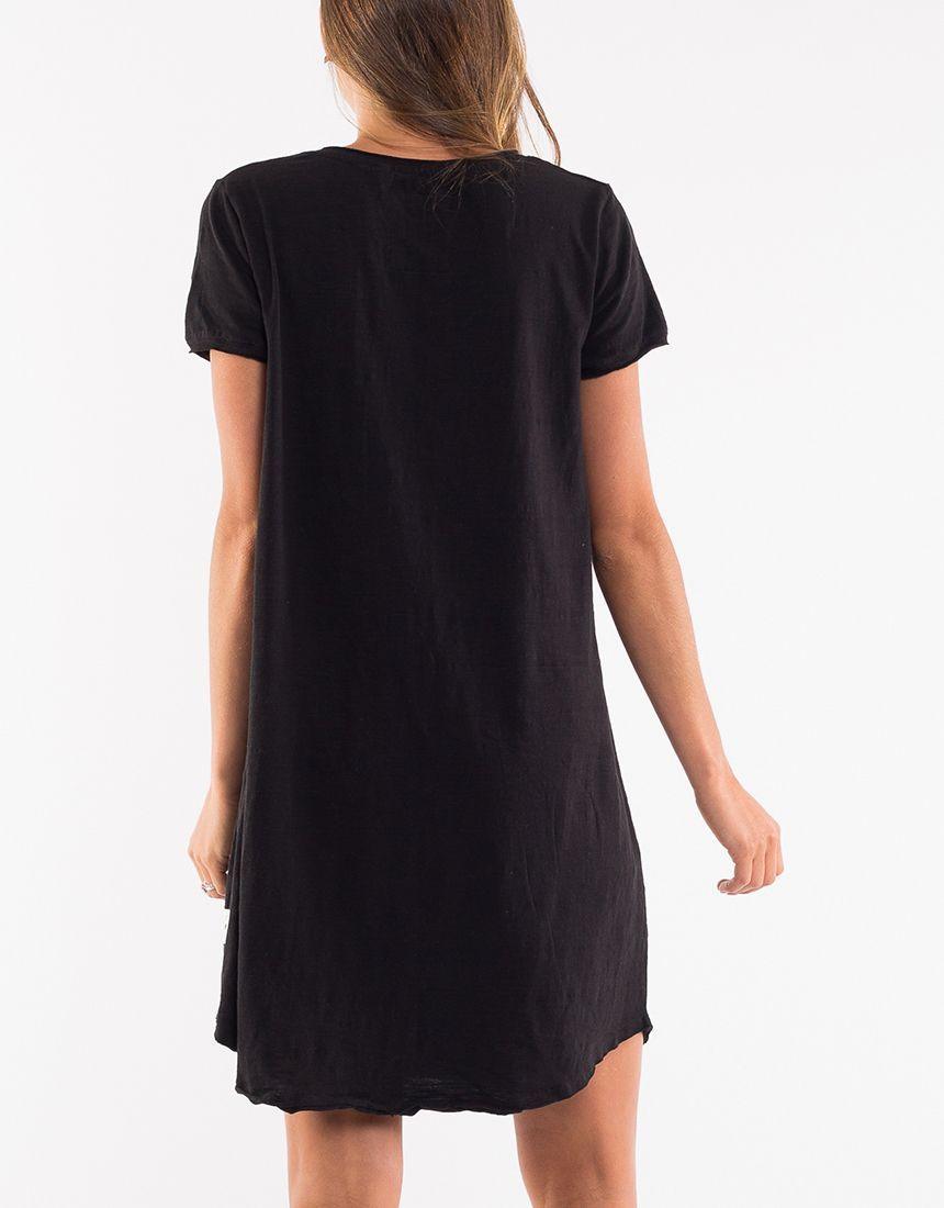 Mary Textured Tee Dress - Solid Black Elm- cotton dresses