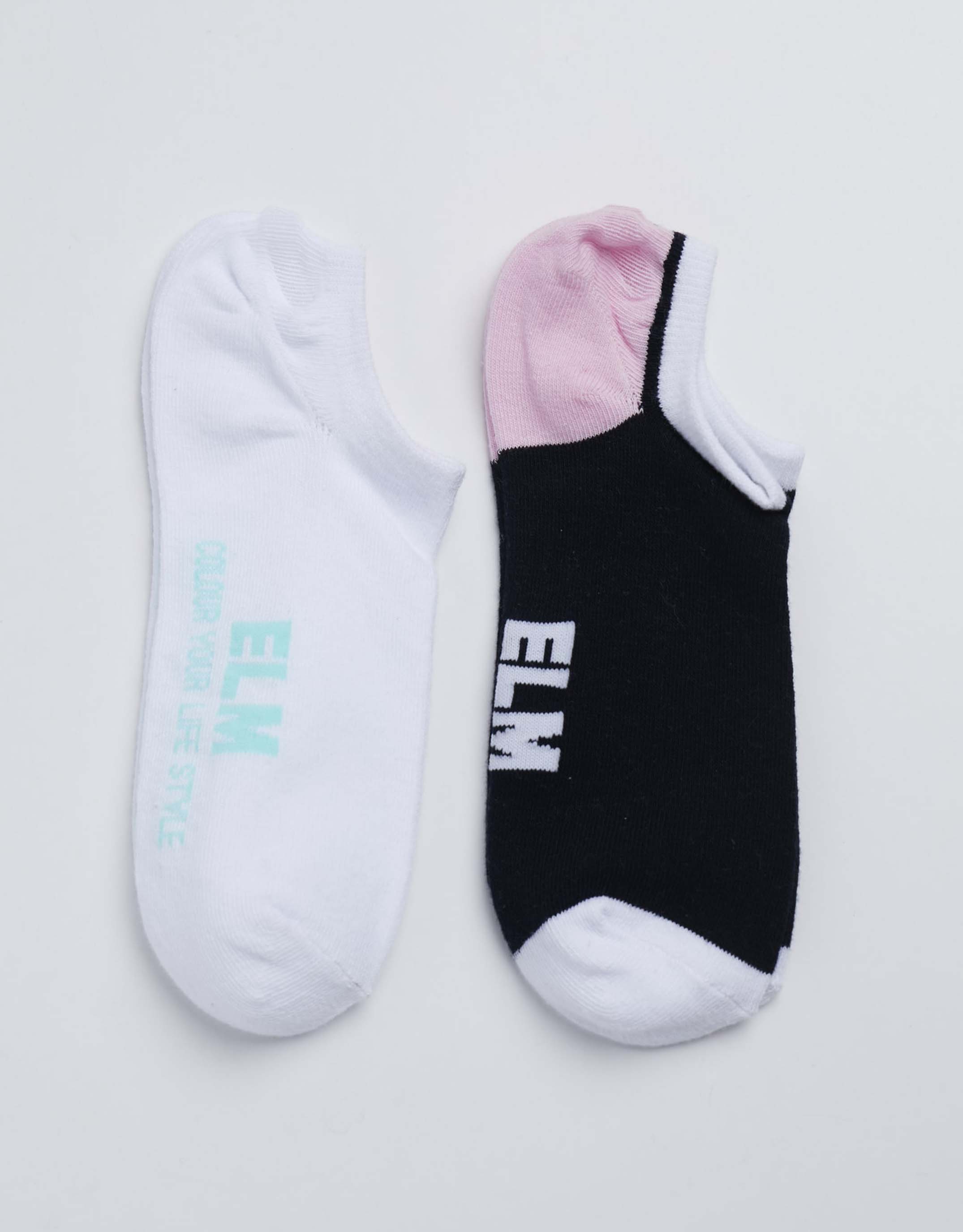 No Show Socks - White/Pink/Navy